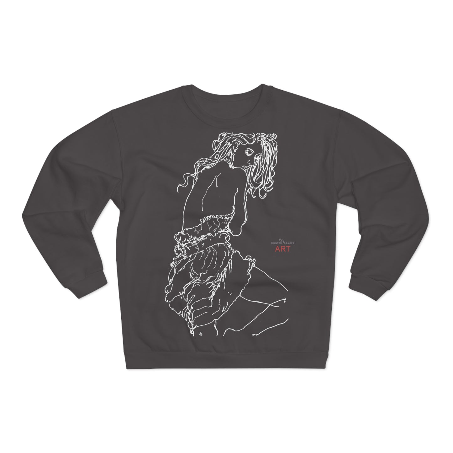 Unisex Crew Neck Sweatshirt (EU) - Motiv: Front Giselle, H 49 cm & Rückseite Giselle,  H 49 cm (weiß)