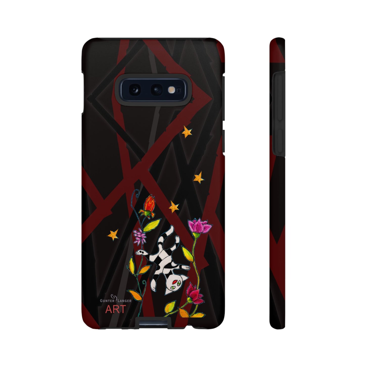 Tough Cases - Google Pixel - Samsung Galaxy - Motiv: Katze schwebt und Ranken, H 7,73 cm, Mikado3
