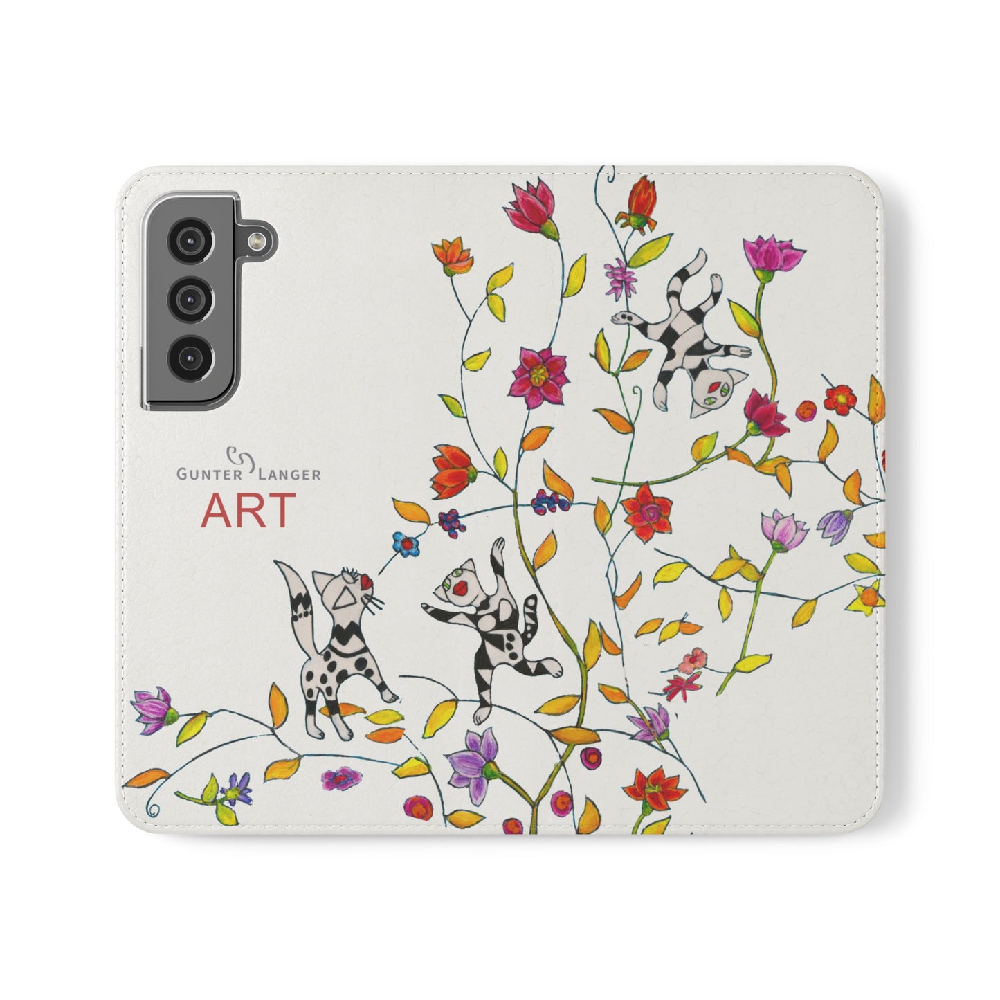 Flip Cases - Motiv: Drei Karierte Katzen auf weiß