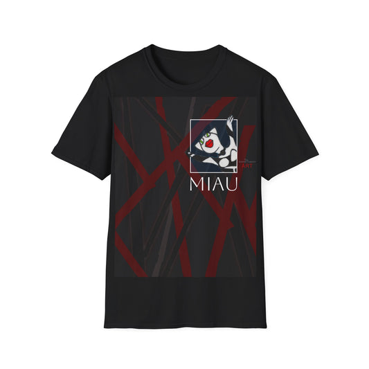 Unisex Softstyle T-Shirt - Motiv: Front Miau H 15,8 cm, Mikado 2