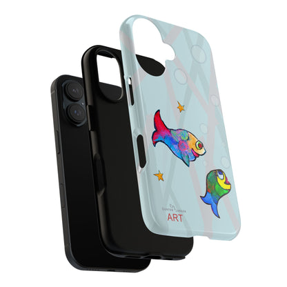 Tough Cases - iPhone - Motiv: "Fische", Mikado blau