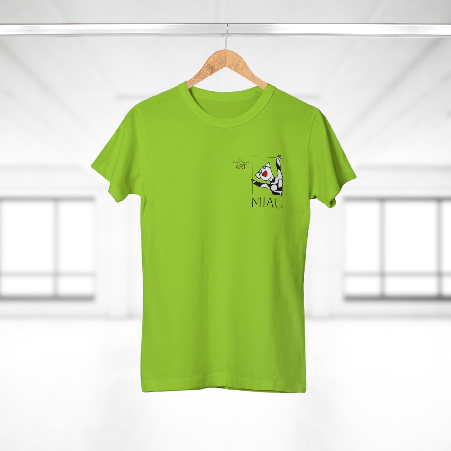 Single Jersey Women's T-shirt - hell - Motiv: Miau, H 9,7 cm