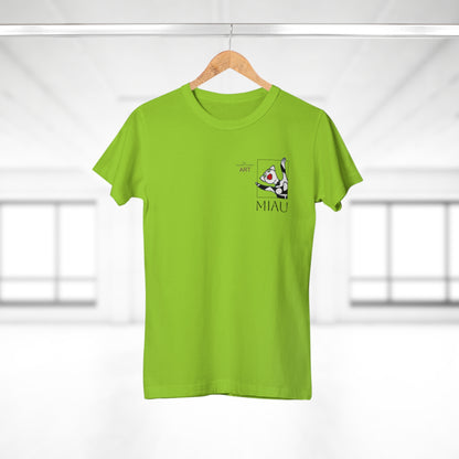 Single Jersey Women's T-shirt - hell - Motiv: Miau, H 9,7 cm