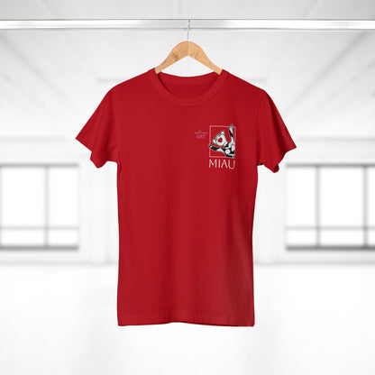 Single Jersey Women's T-shirt - dunkel - Motiv: Miau, H 9,7 cm