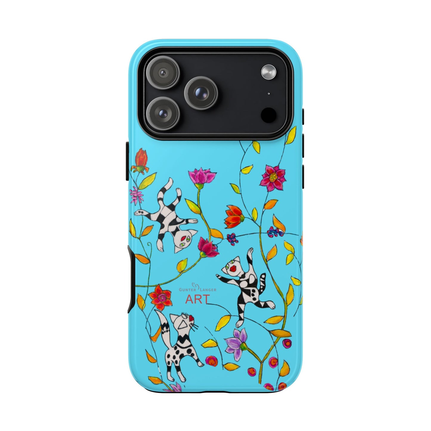 Tough Cases - iPhone - Motiv: Karierte Katzen, blau