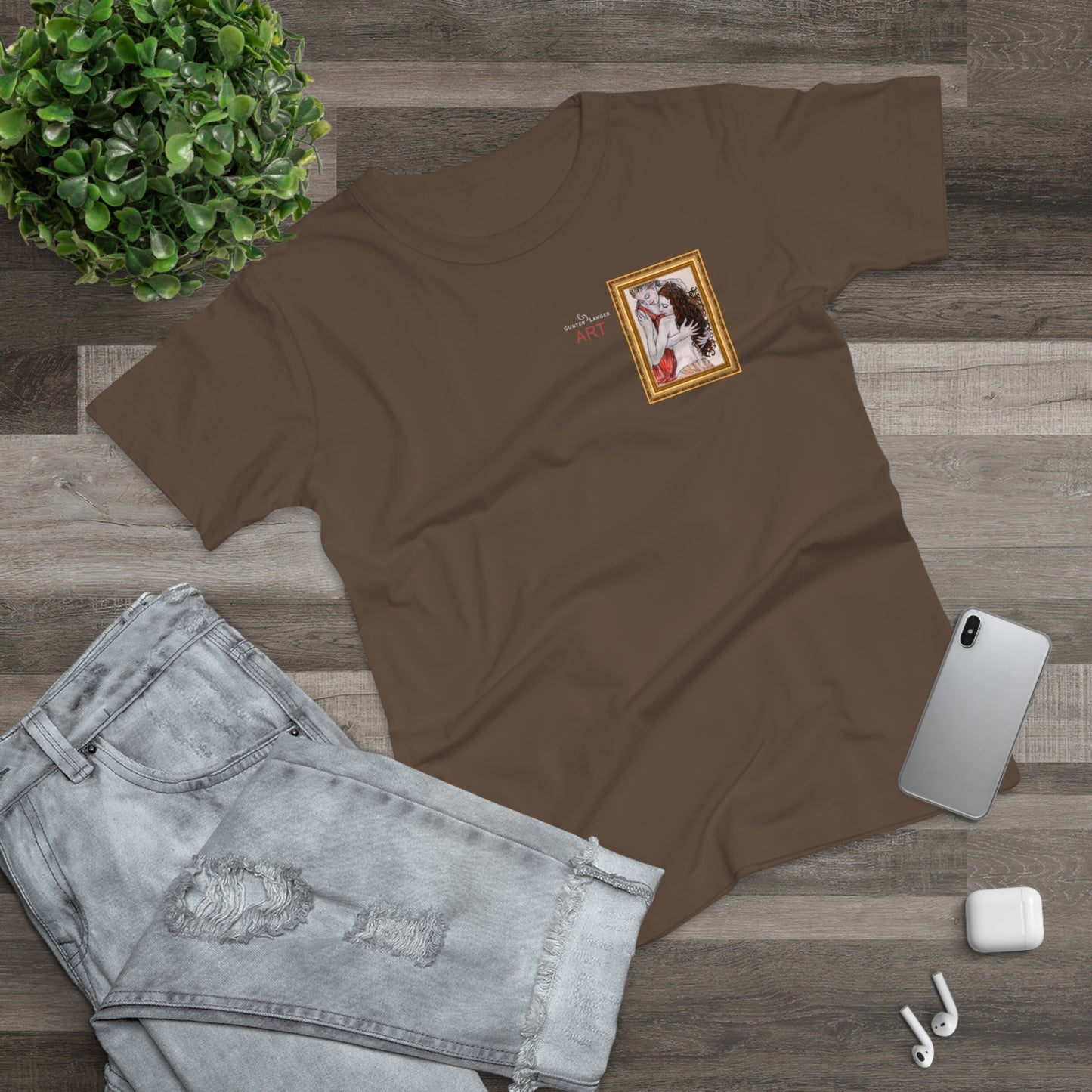 Single Jersey Women's T-shirt - dunkel - Motiv: Bei dir, H 11 cm