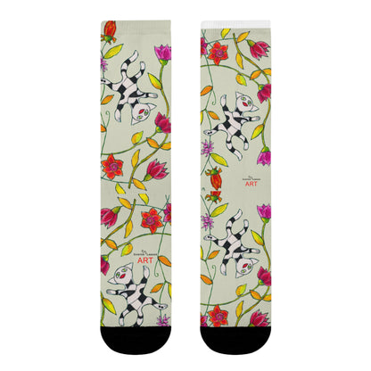 Sublimation Crew Socks (EU) - Motiv: Katze fliegt durch Ranken M