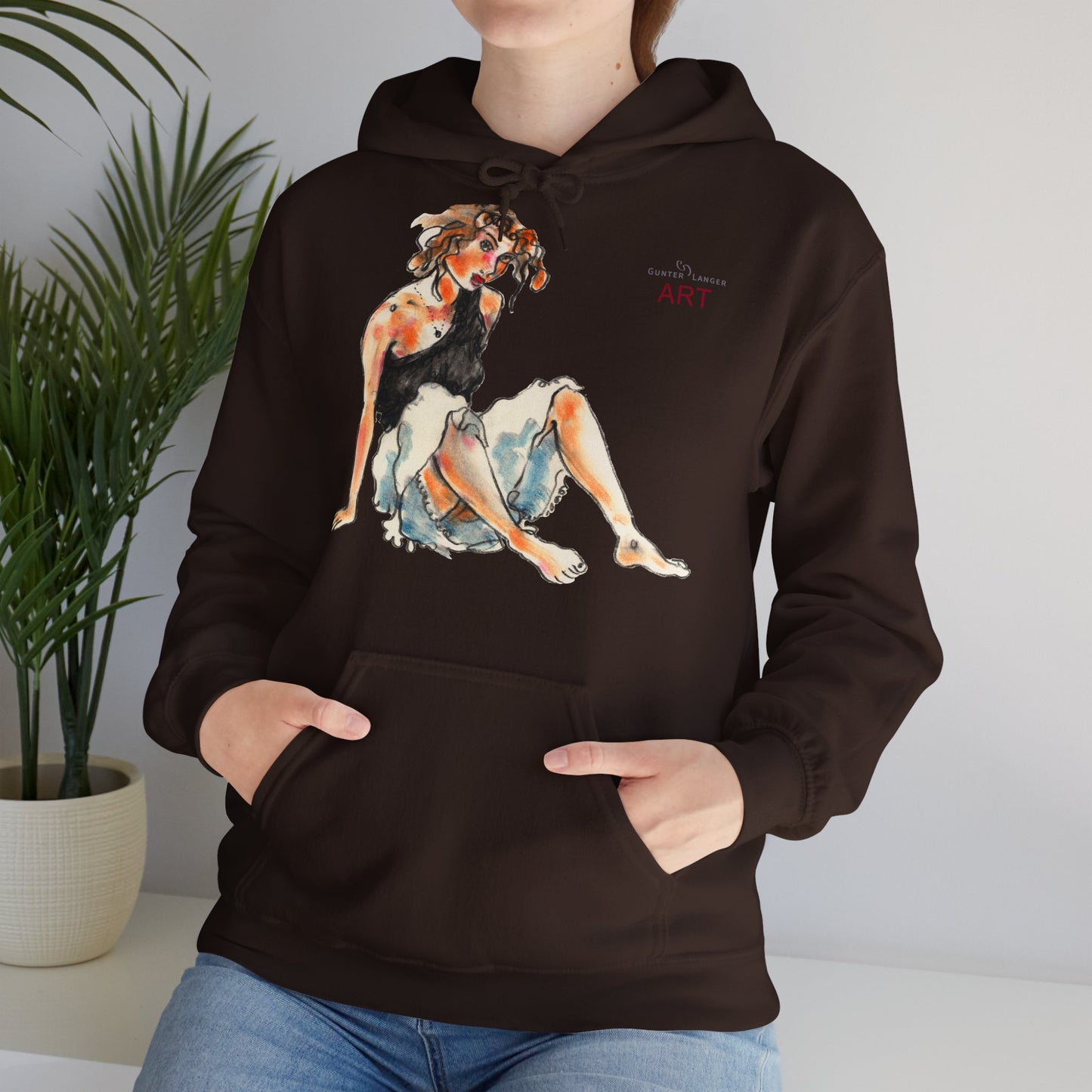 Unisex Heavy Blend™ Hooded Sweatshirt - Motiv Frontseite "Rosa", H 28 cm & Rückseite "Rosa", H 34 cm