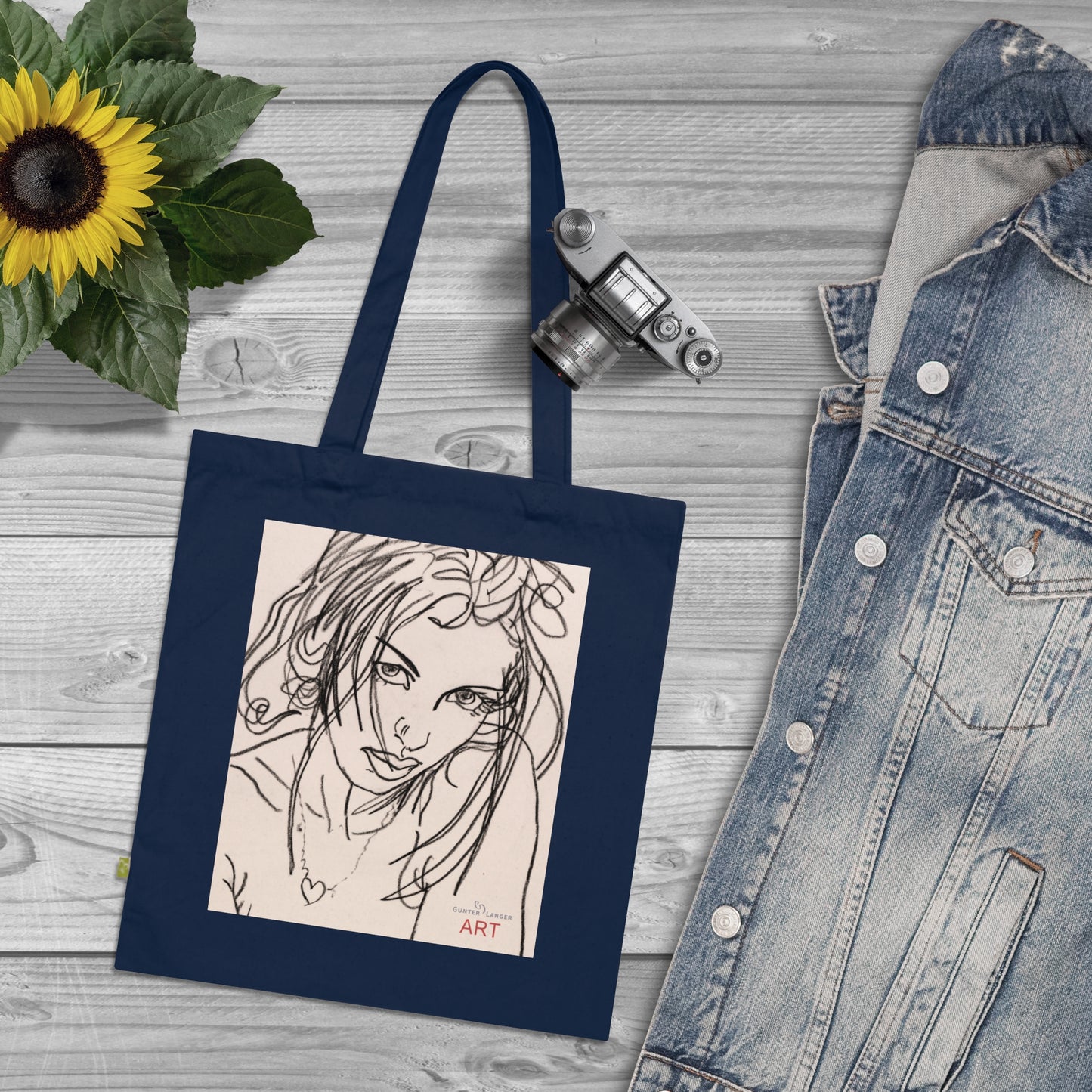 Organic Cotton Tote Bag - Motiv: Rosalie,  einseitig bedruckt, H34 cm