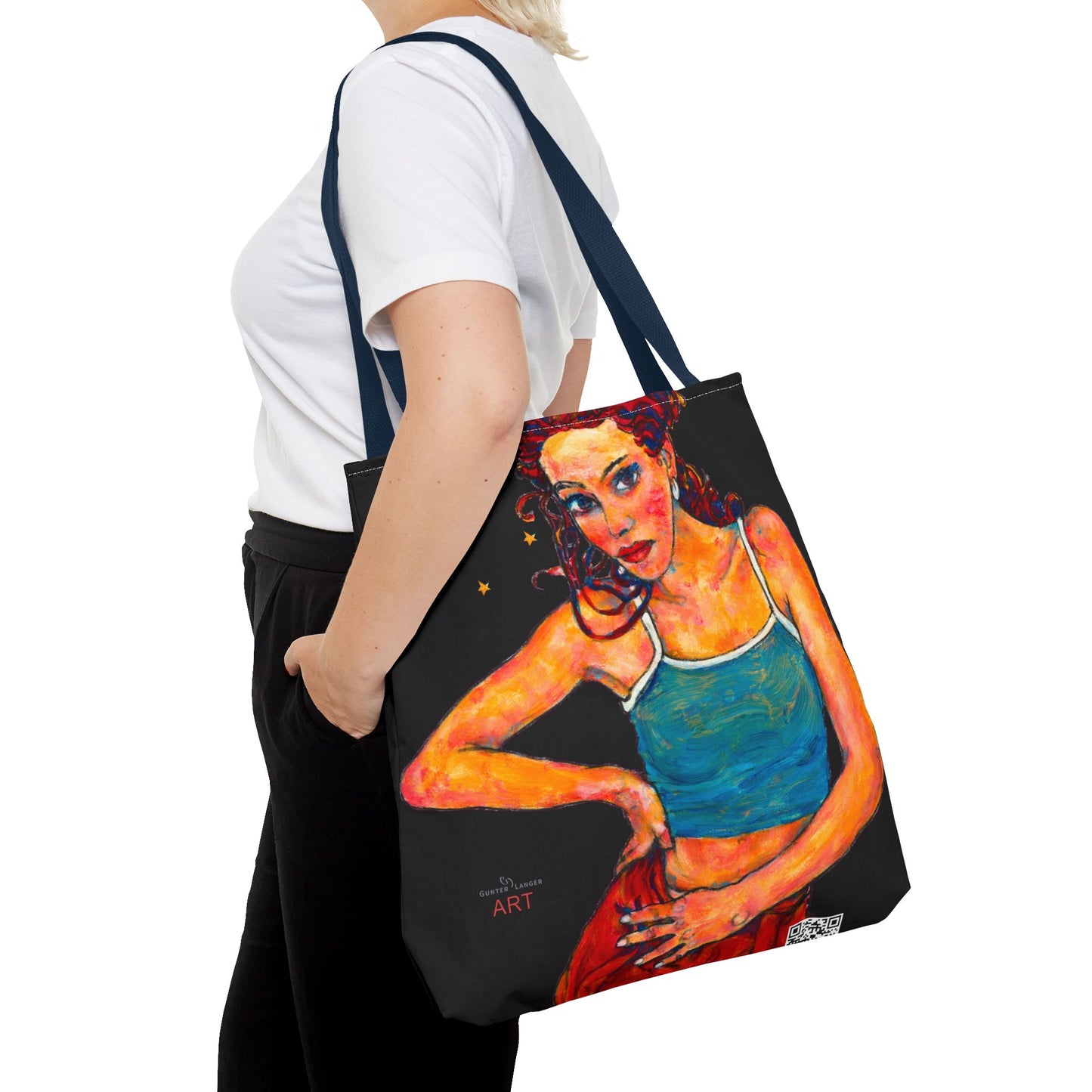 Tote Bag (AOP) - Motiv: Lea, Schwarz Sterne