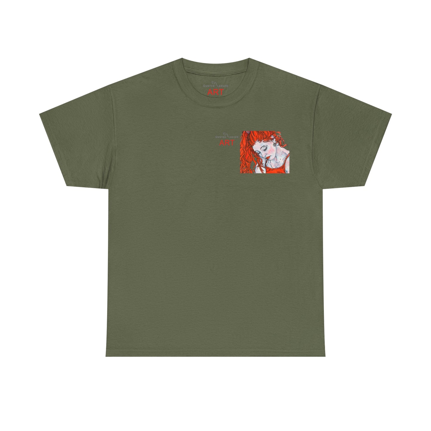 Unisex Heavy Cotton Tee - Motiv:  Front Julia, Ausschnitt & Rückseite Julia, H 49 cm, Aura, N-Label