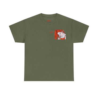 Unisex Heavy Cotton Tee - Motiv:  Front Julia, Ausschnitt & Rückseite Julia, H 49 cm, Aura, N-Label