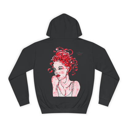 Unisex College Hoodie -  Motiv: Front Mila H 10,5 cm (Ausschnitt) & Rückseite Mila H 49 cm