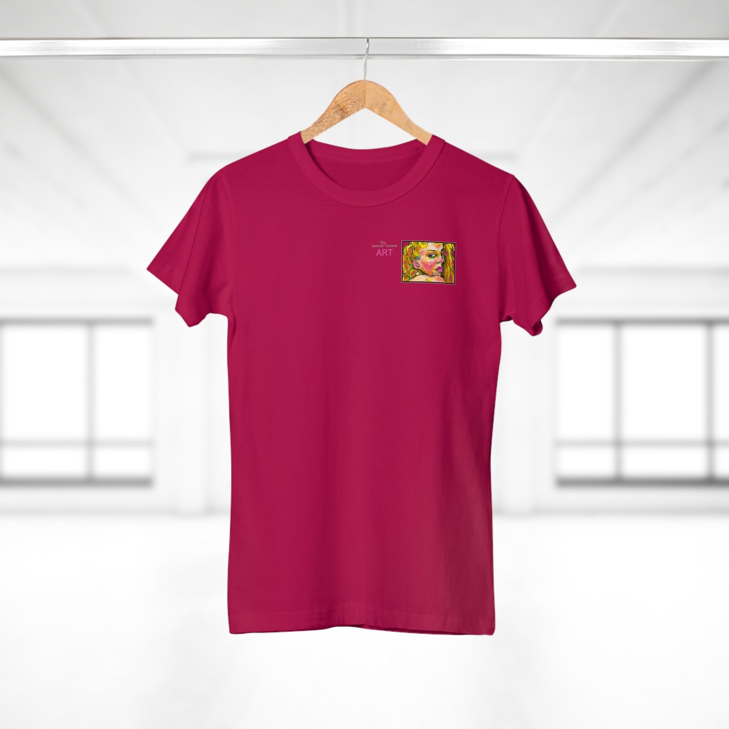 Single Jersey Women's T-shirt - dunkel - Motiv: Romina, Ausschnitt, H 6 cm