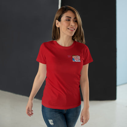 Single Jersey Women's T-shirt- dunkel - Motiv: Alva, Ausschnitt, H 6,5 cm