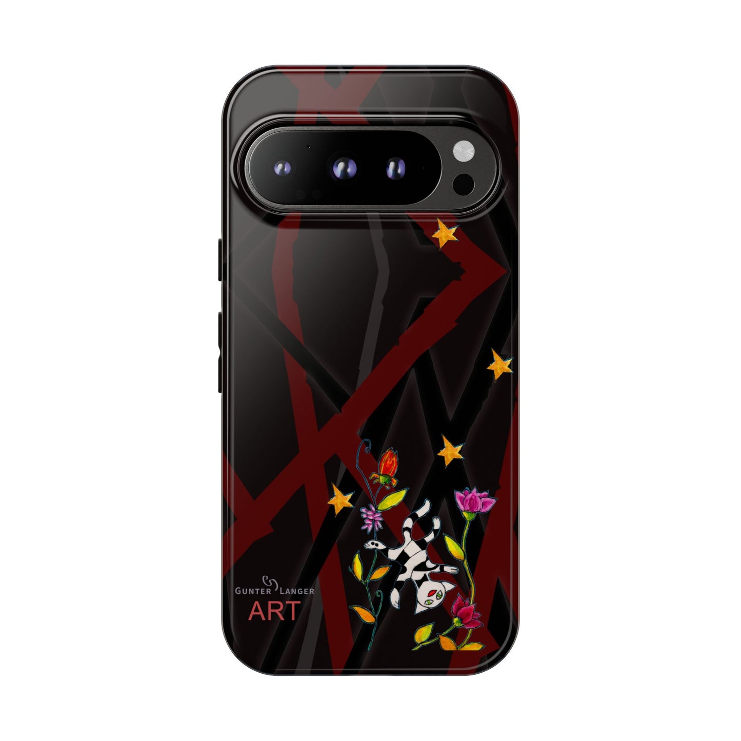 Tough Cases - Google Pixel - Samsung Galaxy - Motiv: Katze schwebt und Ranken, H 5,26 cm, Mikado3