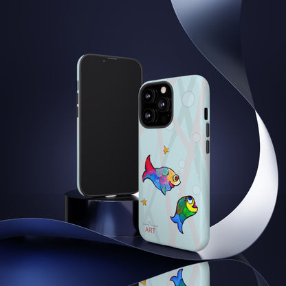 Tough Cases - iPhone - Motiv: "Fische", Mikado blau