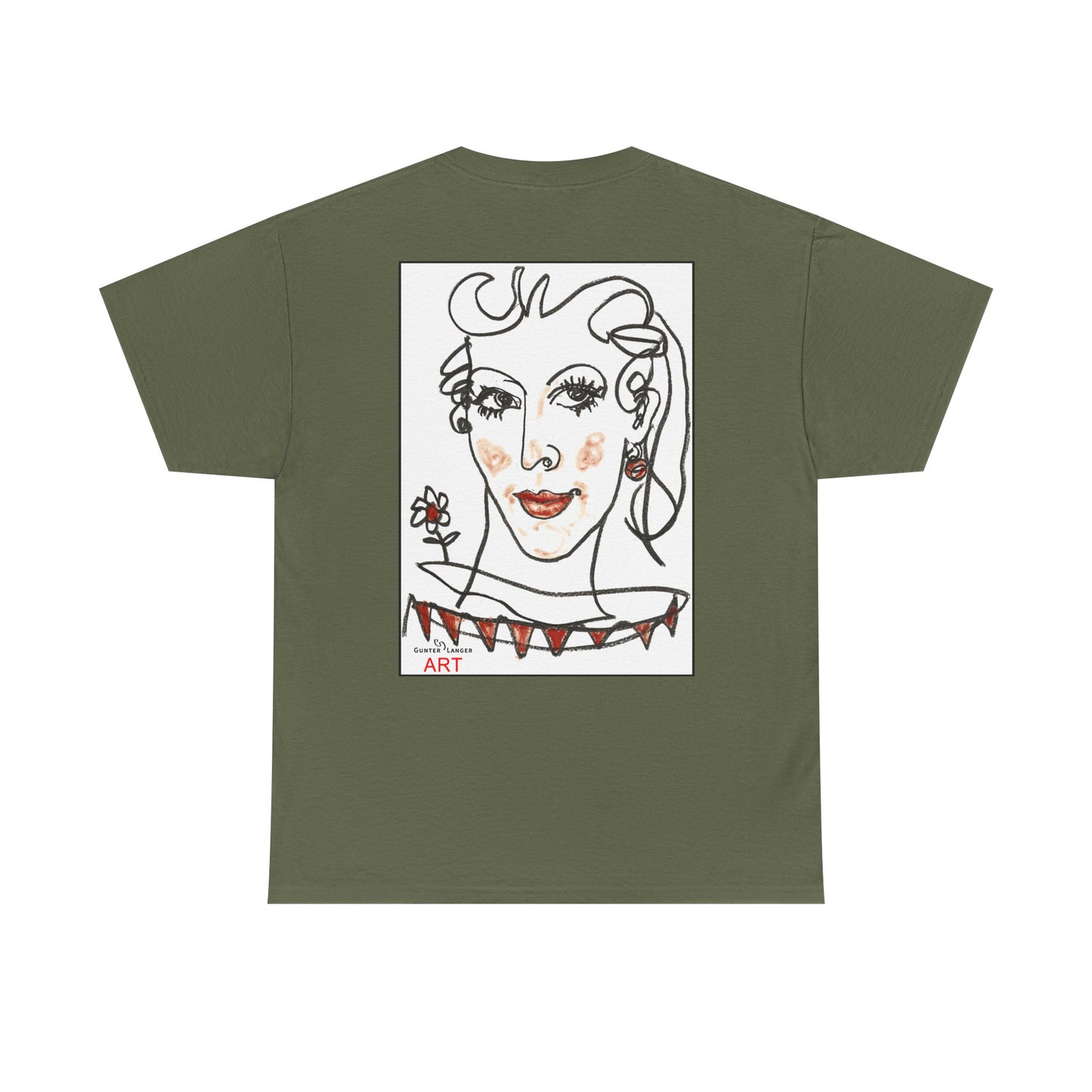 Unisex Heavy Cotton Tee - Motiv: Front Logo & Rückseite Lina, Neck Label
