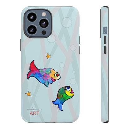 Tough Cases - iPhone - Motiv: "Fische", Mikado blau