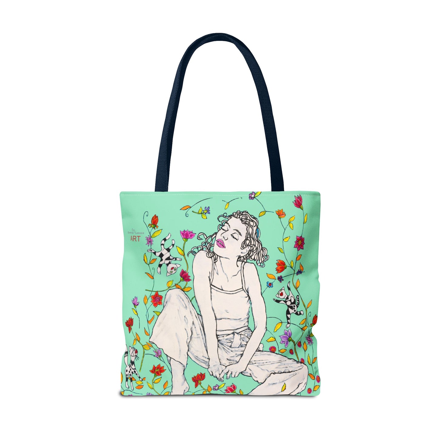 Tote Bag (AOP) - Motiv: Carolin sw auf dklgrün