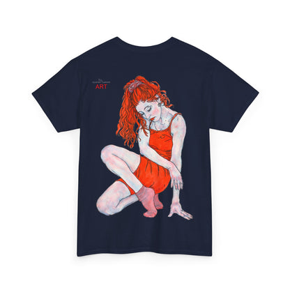 Unisex Heavy Cotton Tee - Motiv:  Front Julia, H25 cm & Rückseite Julia, H 49 cm