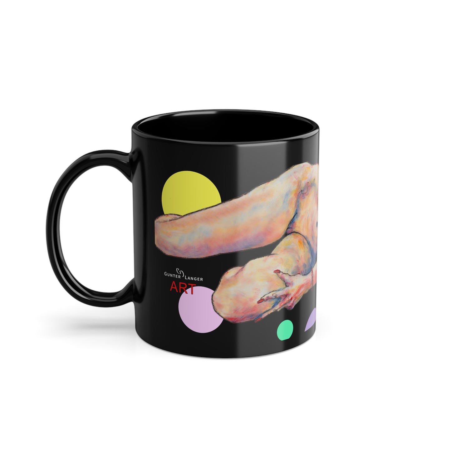 Black Coffee Cup, 11oz - Motiv: Annette, Farbkreise, Sp