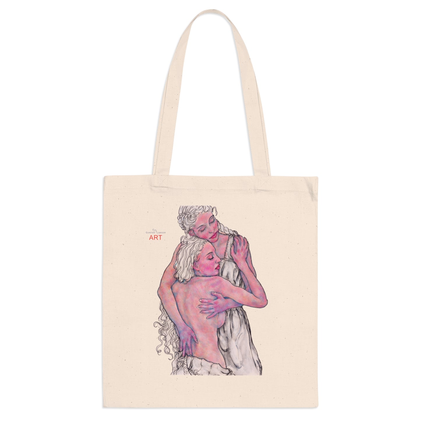 Tote Bag - Mutter und Tochter - Motiv "Zuflucht, Einseitig bedruckt, H 30,5 cm