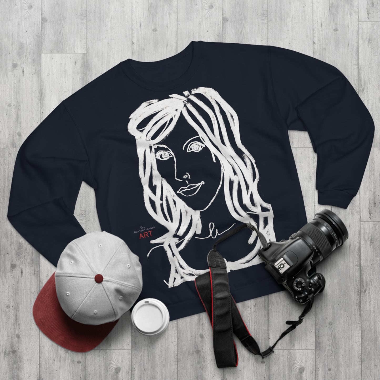 Unisex Crew Neck Sweatshirt (EU) - Motiv: Front Esther &  Rückseite Esther (weiß)