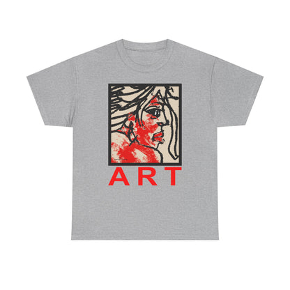 Unisex Heavy Cotton Tee - Motiv: Front, Ria mit Art Rot, H 40 cm