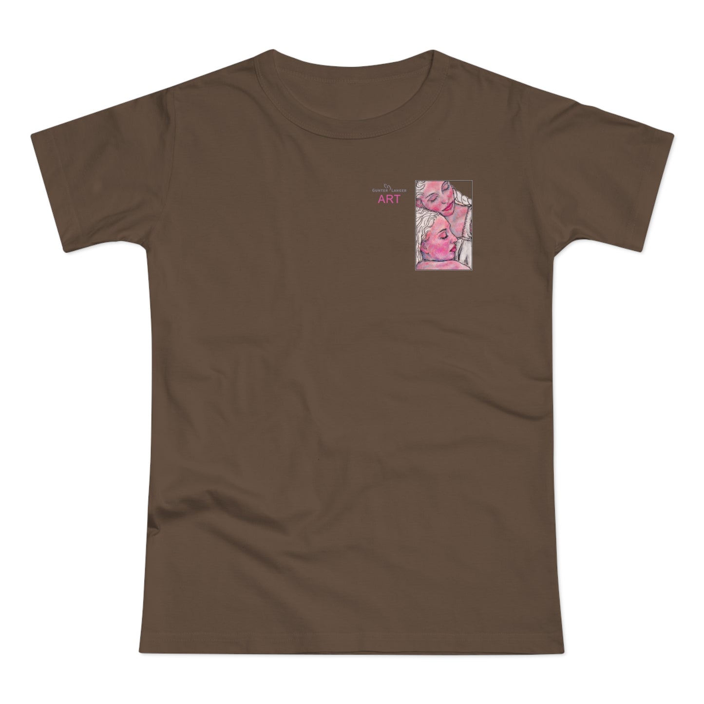 Single Jersey Women's T-shirt - dunkel - Motiv: Zuflucht, Ausschnitt, H 10 cm