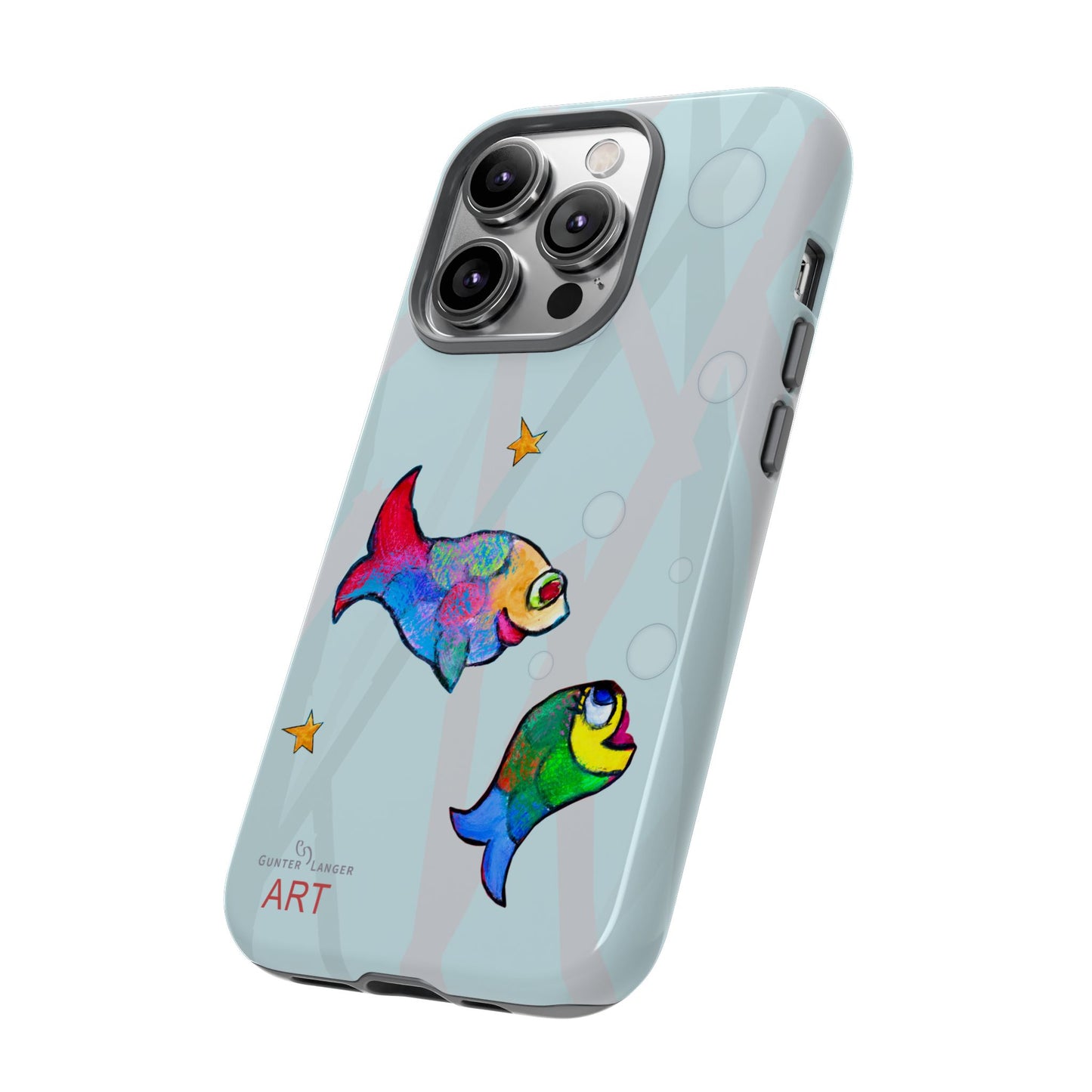 Tough Cases - iPhone - Motiv: "Fische", Mikado blau