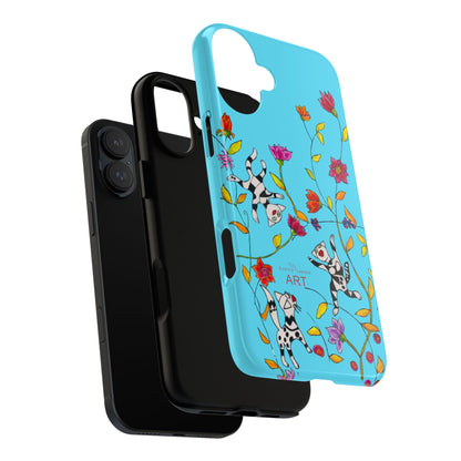 Tough Cases - iPhone - Motiv: Karierte Katzen, blau