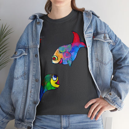 Unisex Heavy Cotton Tee - Motiv: Front Zwei Fische zueinander
