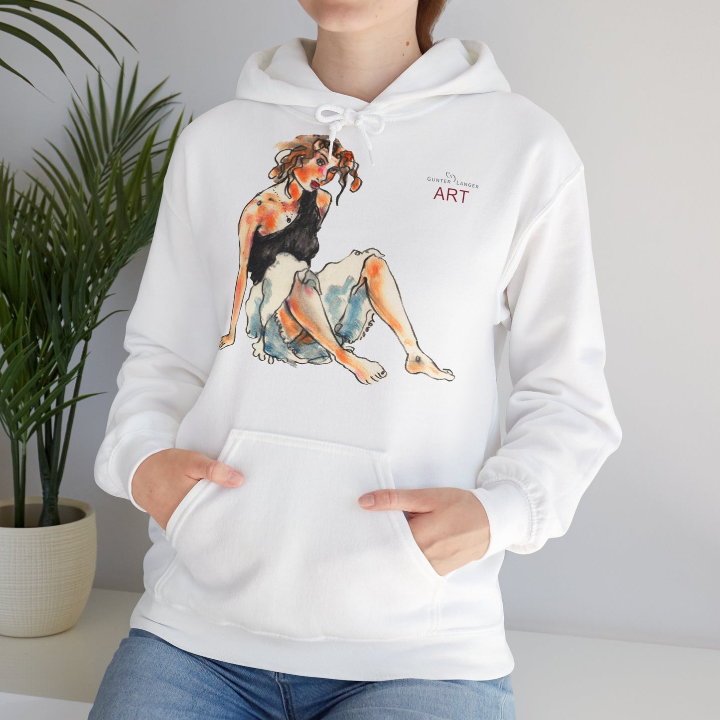 Unisex Heavy Blend™ Hooded Sweatshirt - Motiv Frontseite "Rosa", H 28 cm & Rückseite "Rosa", H 34 cm