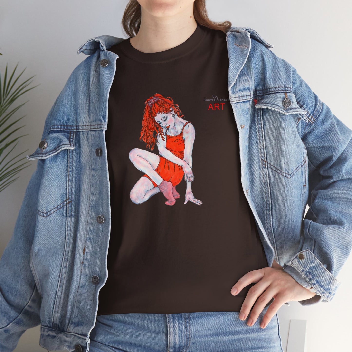 Unisex Heavy Cotton Tee - Motiv:  Front Julia, H25 cm & Rückseite Julia, H 49 cm