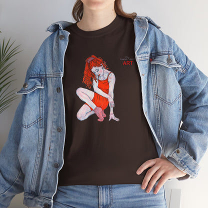 Unisex Heavy Cotton Tee - Motiv:  Front Julia, H25 cm & Rückseite Julia, H 49 cm
