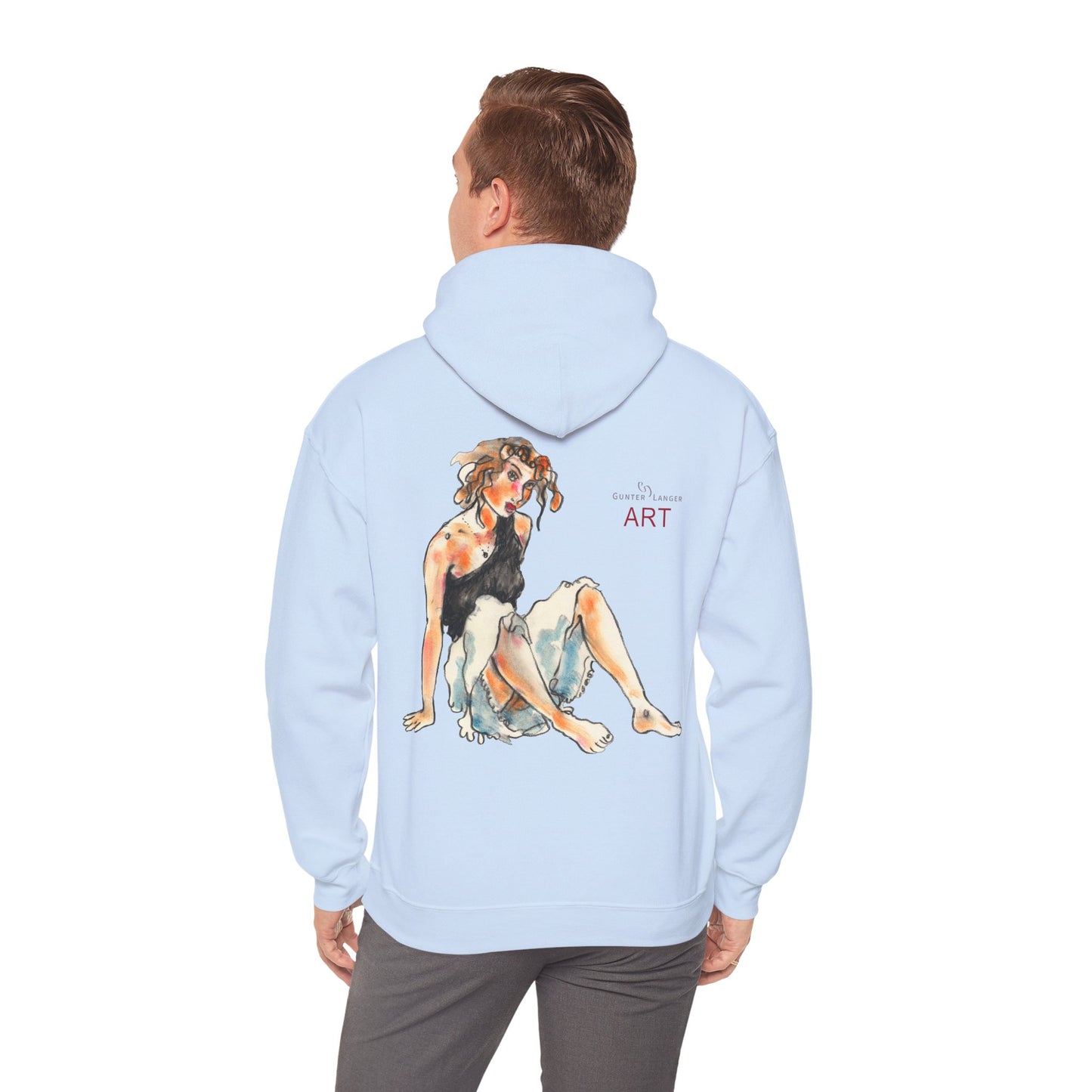 Unisex Heavy Blend™ Hooded Sweatshirt - Motiv Frontseite "Rosa", H 28 cm & Rückseite "Rosa", H 34 cm