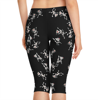Women's Capri Leggings (AOP) -  Motiv viele Katzen T2 schwarz