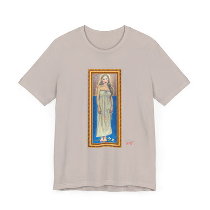 Unisex Jersey Short Sleeve Tee - Motiv: Front Marie, H 35,5 cm Goldrahmen