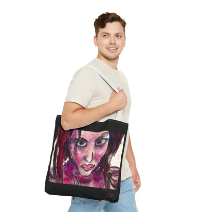 Tote Bag (AOP) - Motiv: Front Lola & Rückseite Lola, Schwarz