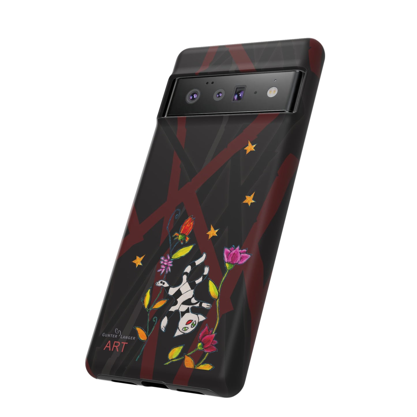 Tough Cases - Google Pixel - Samsung Galaxy - Motiv: Katze schwebt und Ranken, H 7,73 cm, Mikado3