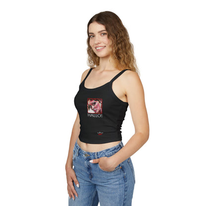 Women's Spaghetti Strap Tank Top - Motiv: Front Carla & Rückseite Schrift  Hallo!