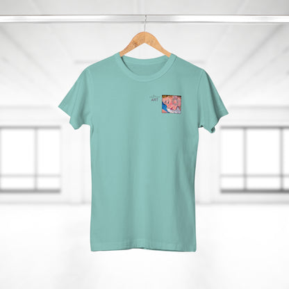 Single Jersey Women's T-shirt - hell - Motiv: Alva, Ausschnitt, H 6,5 cm