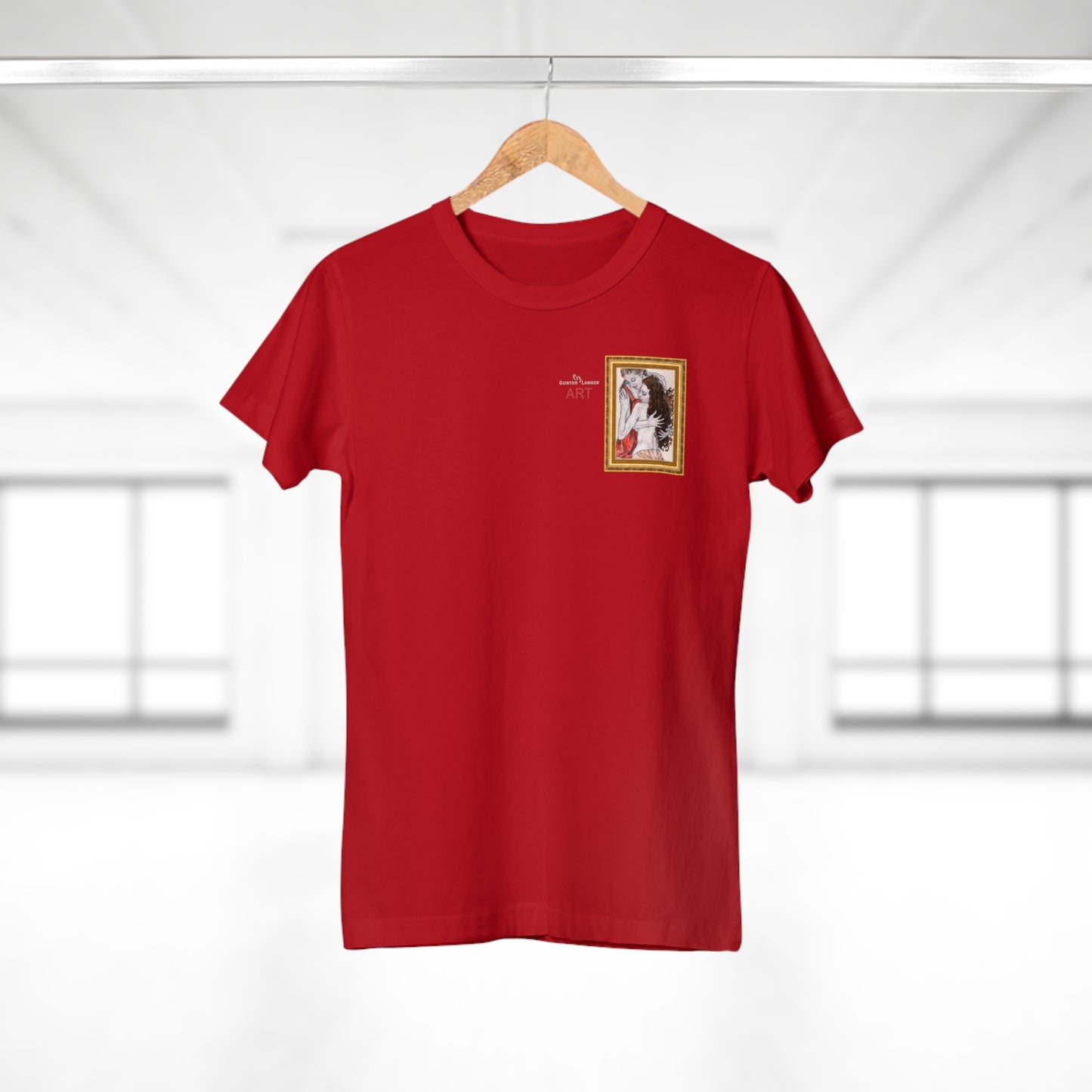 Single Jersey Women's T-shirt - dunkel - Motiv: Bei dir, H 11 cm