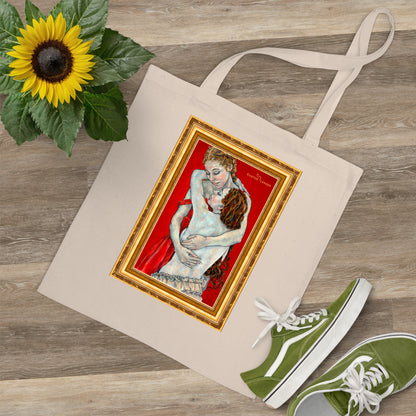 Tote Bag - Mutter und Tochter - Motiv: Nähe (gerahmt), einseitig bedruckt, H 30,5 cm