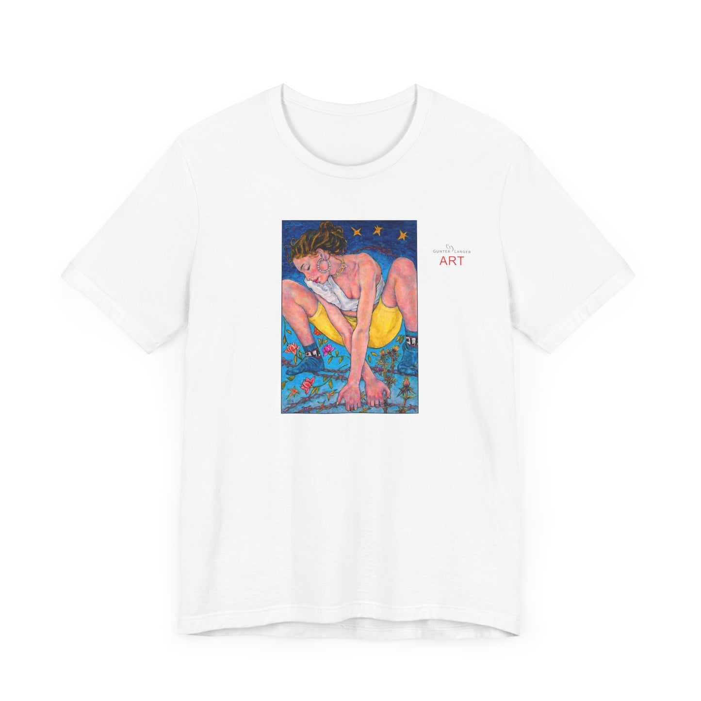 Unisex Jersey Short Sleeve Tee - Motiv: Front Alva, H 26 cm & Rückseite Alva, H 41 cm