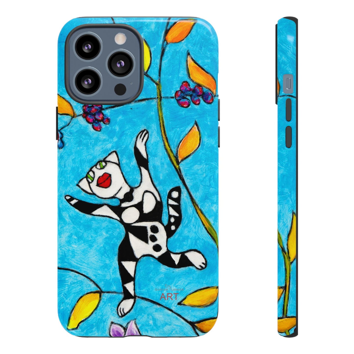 Tough Cases - iPhone - Motiv: Karierte Katze hüpft