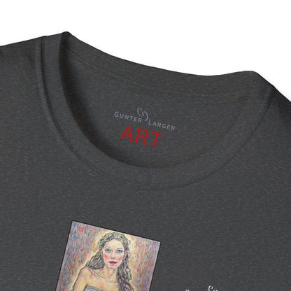 Unisex Softstyle T-Shirt - Motiv: Front Marie, H25 cm & Rückseite Marie, H 49 cm, Neck Label