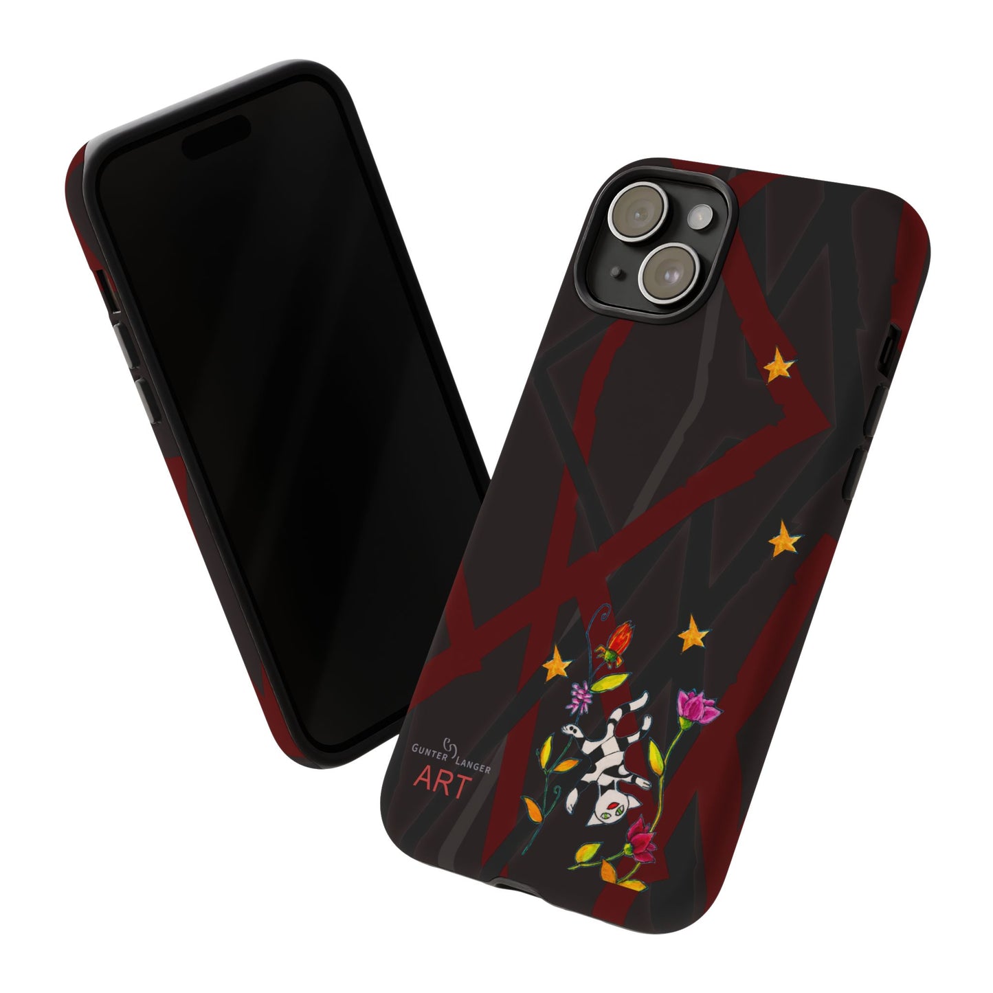 Tough Cases - Motiv: Katze schwebt und Ranken, H 5,26 cm, Mikado3