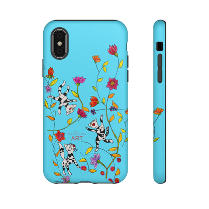 Tough Cases - iPhone - Motiv: Karierte Katzen, blau